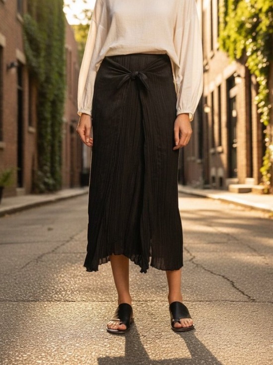 Vince Dresses & Skirts - ** 𝅺NEW Vince Black Pleated Tie Front Maxi Skirt Size XS